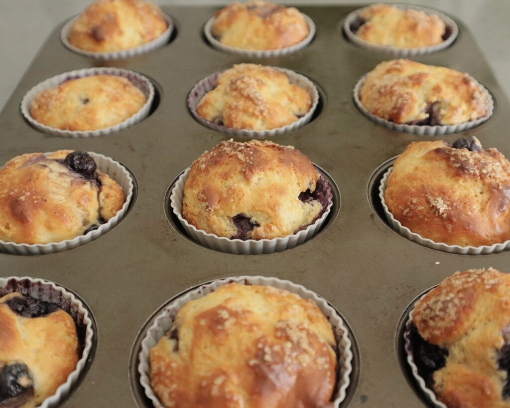 Baked healthy muffins in a tray