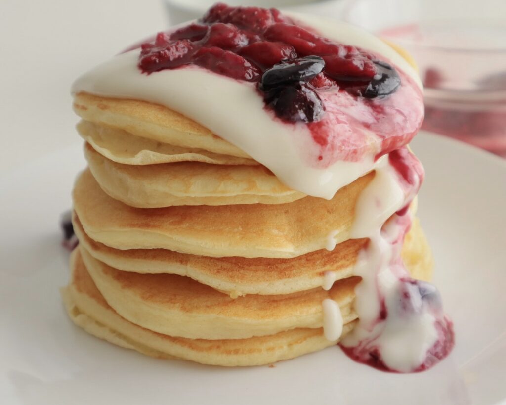 Final Protein Pancake Stack With Toppings