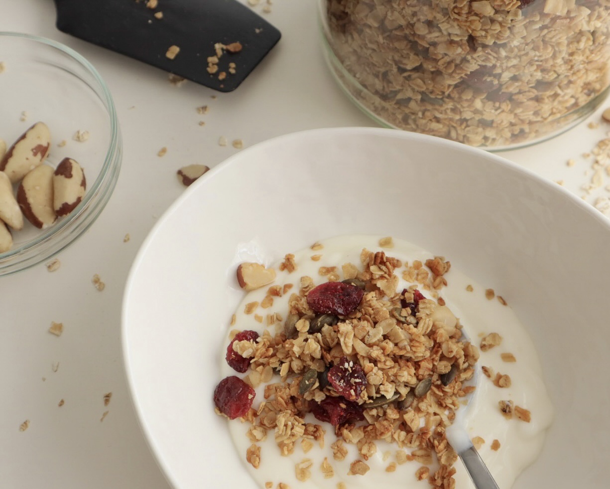 Healthy granola recipe with brown sugar and honey